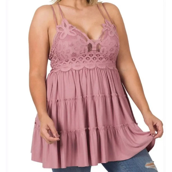 NEW! Boho Crochet Lace Tiered Ruffled Mini Dress - Picture 8 of 13